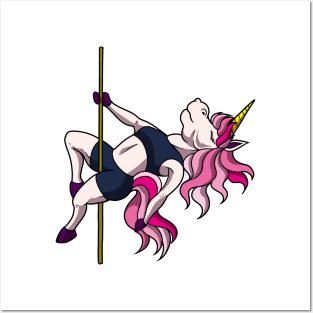 Unicorn on pole dance pole - Pole Fitness Posters and Art